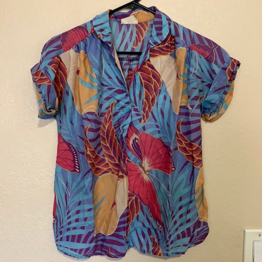 Vintage women's butterfly print blouse